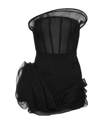 MAGDA BUTRYM SHEER-TULLE CORSET MINI DRESS