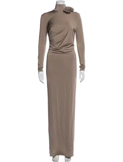 Pre-owned Magda Butrym Turtleneck Long Dress In Neutral