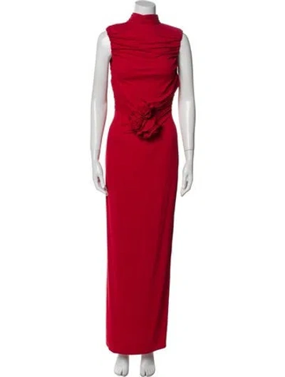 Pre-owned Magda Butrym Turtleneck Long Dress In Red