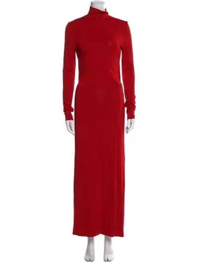 Pre-owned Magda Butrym Turtleneck Long Dress In Red