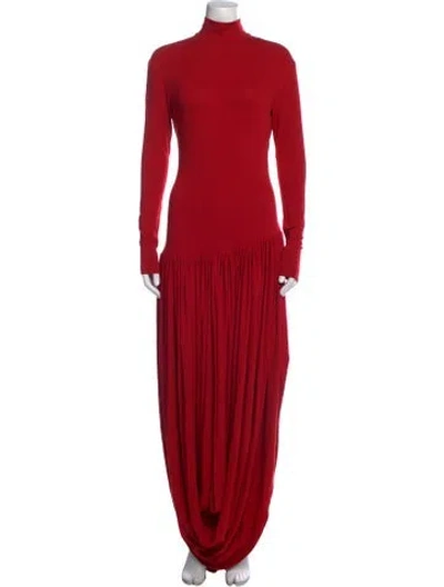 Pre-owned Magda Butrym Turtleneck Long Dress In Red