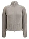 Magda Butrym Turtleneck Zip-front Cardigan In Gray