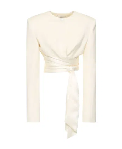 Magda Butrym Twill Short Wrap Coat In Pink