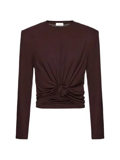 Magda Butrym Cotton-blend Jersey Crop Top In Burgundy
