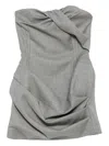 Magda Butrym Strapless Draped Grain De Poudre Wool-blend Mini Dress In Gray