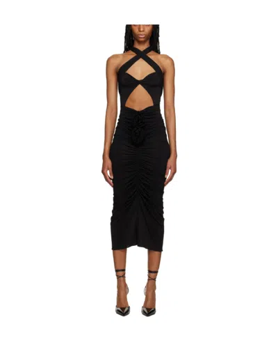 Magda Butrym Twisted Pleated Mid-length Dress In Black