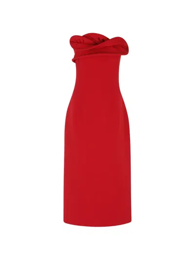 Magda Butrym Twisted Strapless Midi Dress In Red