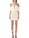 Magda Butrym Off-shoulder Ruched Minidress In Cream