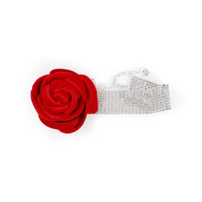 Magda Butrym Velvet Rose Choker In Red