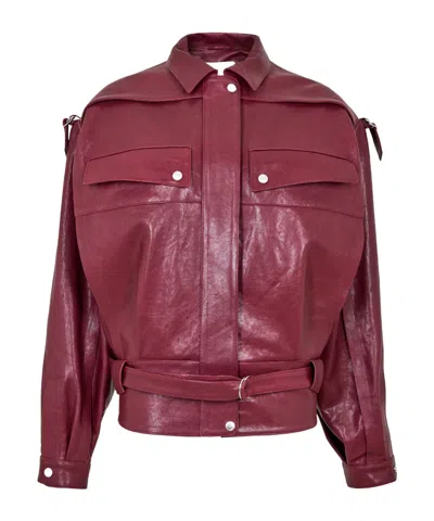 Magda Butrym Versatile Minimalist Premium Leather Jacket In Red