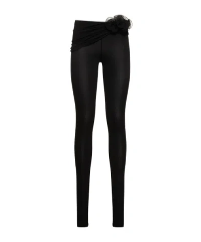 Magda Butrym Vertical Pleated Plain Knitted Leggings In Black