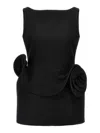 Magda Butrym Waist-fitted Floral Embellished Scoop Back Dress In Black