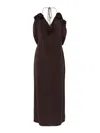 Magda Butrym Draped Cowl Neck Midi Dress In Marrón