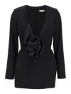 Magda Butrym '37' V-neckline Floral Long Sleeves Dress In Black