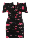 Magda Butrym Draped Floral-print Mini Dress In Black