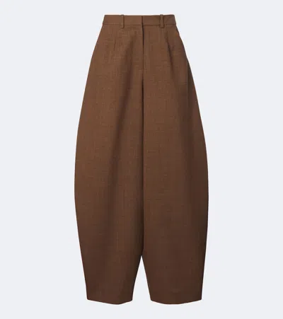 Magda Butrym Virgin Wool Barrel-leg Pants In Brown