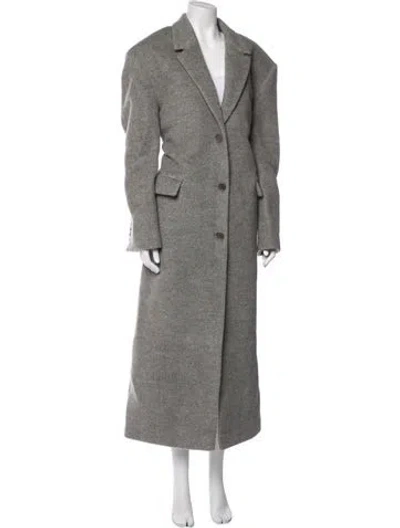 Pre-owned Magda Butrym Virgin Wool Trench Coat W/ Tags In Gray
