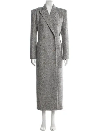 Pre-owned Magda Butrym Virgin Wool Tweed Pattern Coat In Gray