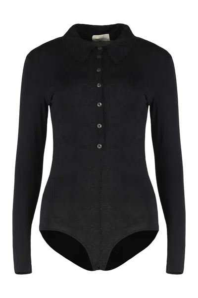 Magda Butrym Viscose Bodysuit In Black