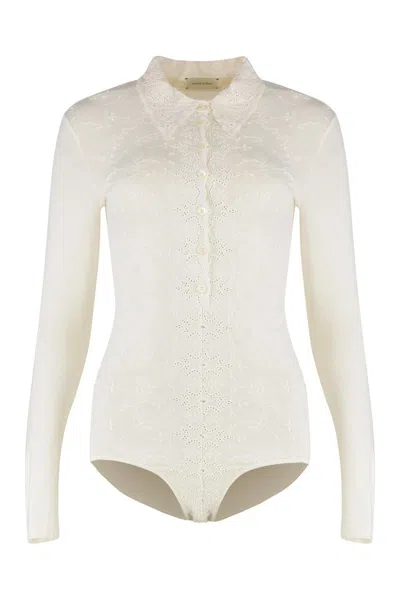 Magda Butrym Viscose Bodysuit In White