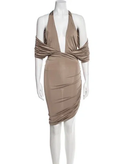 Pre-owned Magda Butrym V-neck Long Dress In Neutral
