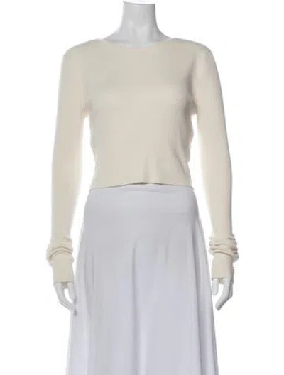 Pre-owned Magda Butrym V-neck Long Sleeve Crop Top In Neutral