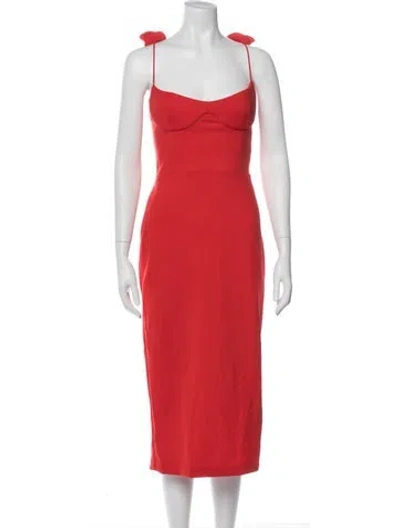 Pre-owned Magda Butrym V-neck Midi Length Dress In Red