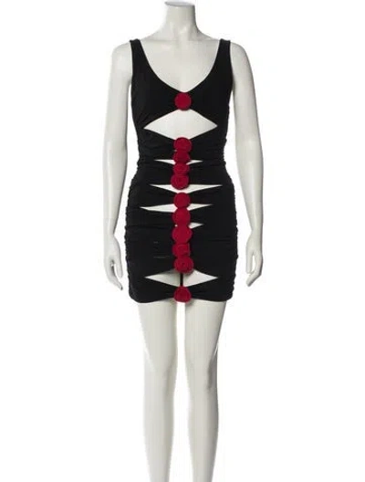 Pre-owned Magda Butrym V-neck Mini Dress In Black