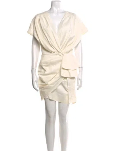 Pre-owned Magda Butrym V-neck Mini Dress In Neutrals