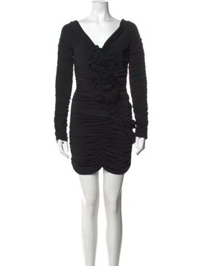 Pre-owned Magda Butrym V-neck Mini Dress W/ Tags In Black