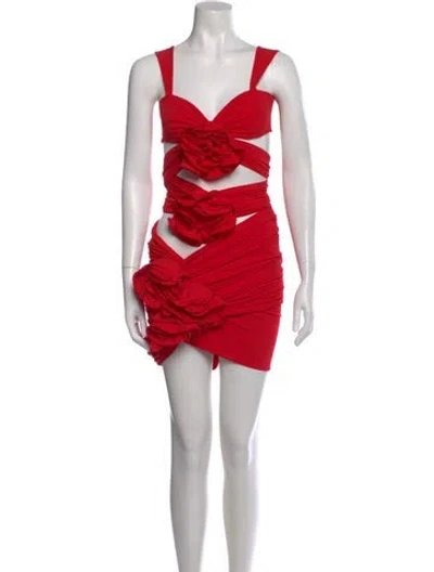 Pre-owned Magda Butrym V-neck Mini Dress W/ Tags In Red