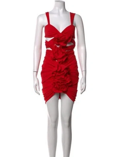 Pre-owned Magda Butrym V-neck Mini Dress W/ Tags In Red