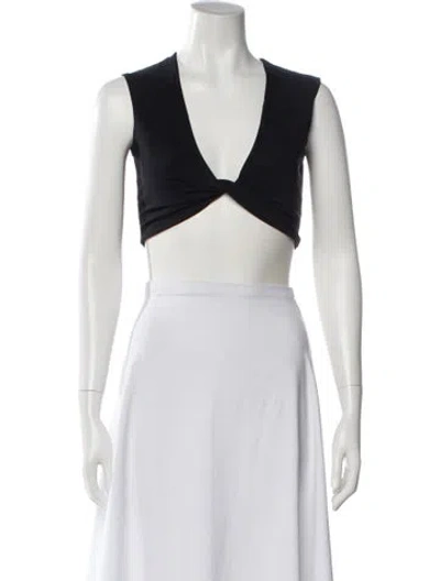 Pre-owned Magda Butrym V-neck Sleeveless Crop Top In Blue