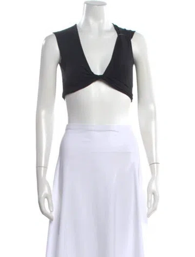 Pre-owned Magda Butrym V-neck Sleeveless Crop Top In Neutral