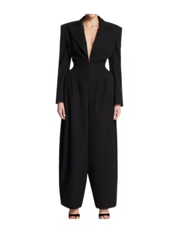 Magda Butrym V-neck Tuxedo Jumpsuit In Black