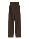 Magda Butrym Lace Trim Trousers With Back Pocket And Belt Loops In Brown