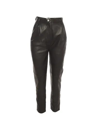 Pre-owned Magda Butrym Wembley Leather Pleated Trousers In Black