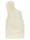 Magda Butrym Asymmetric Off-the-shoulder Silk Taffeta Dress In Neutral