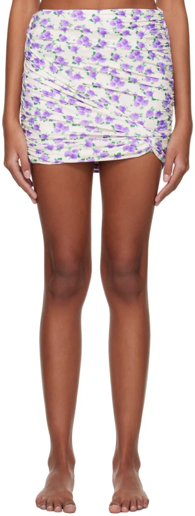 Magda Butrym Ruched Printed Jersey Mini Skirt In Violet Print