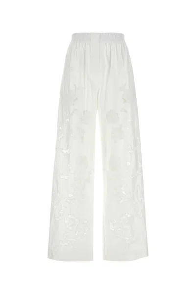 MAGDA BUTRYM WHITE BELLA WIDE-LEG POPLIN TROUSERS