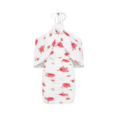 Magda Butrym Flower-appliqué Ruched Mini Dress In Multi