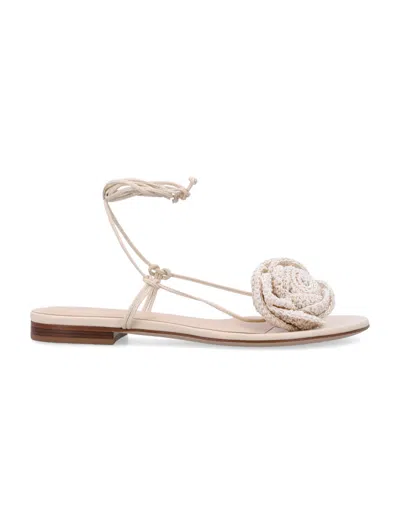 MAGDA BUTRYM WHITE CROCHET FLOWER SANDALS