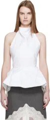 Magda Butrym White Halter Peplum Blouse In White