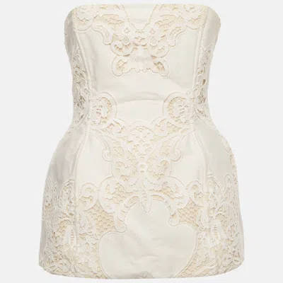 Pre-owned Magda Butrym White Lace Strapless Hourglass Corset Top S