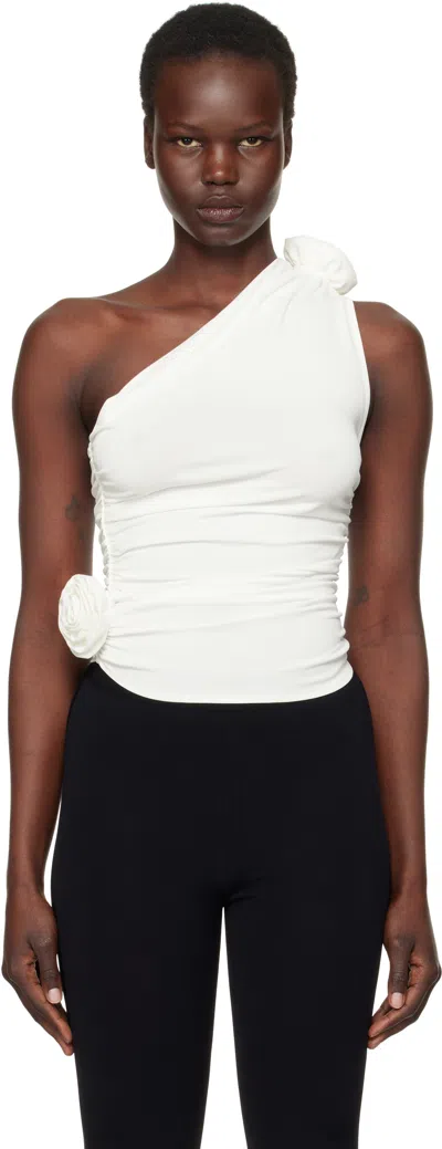 Magda Butrym One-shoulder Top With 3d Floral Applications In Neutral