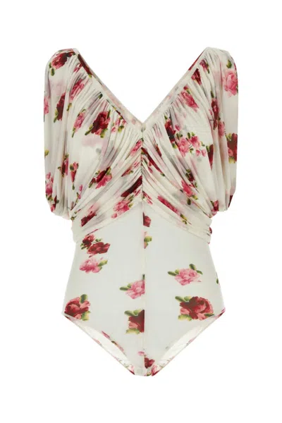 MAGDA BUTRYM WHITE PRINTED JERSEY BODYSUIT