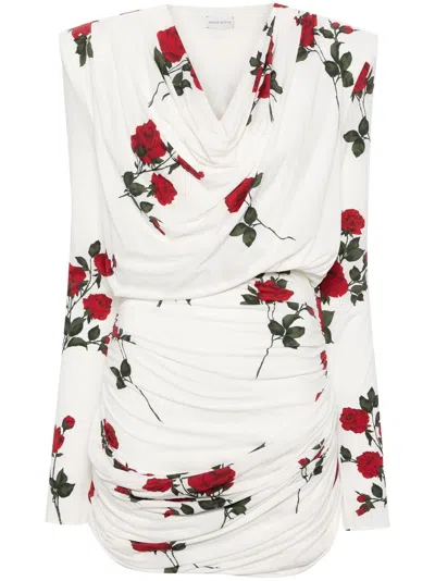 Magda Butrym Floral-print Ruched Minidress In White