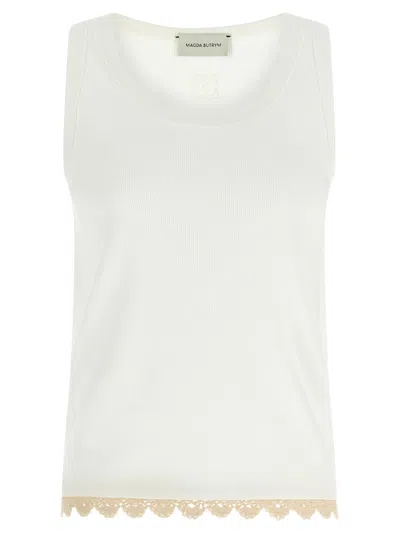 MAGDA BUTRYM WHITE ROUND NECK TOP