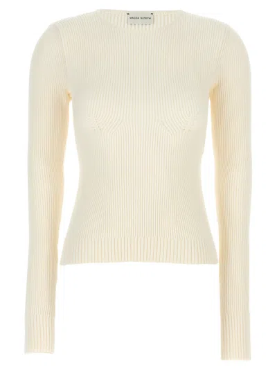 MAGDA BUTRYM WHITE ROUND NECKLINE SWEATER