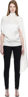 Magda Butrym White Silk Asymmetric Scarf Blouse In White